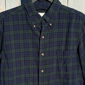 Chaps Plaid Flannel Shirt Medium Men’s Navy and Forest Green Cotton Button Down